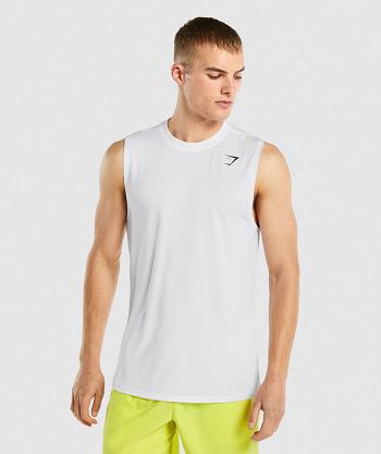 Gymshark Arrival Sleeveless Muške Majica Bez Rukava Bijele | HR 2307TCE